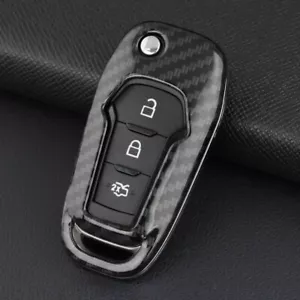 Carbon Fiber Flip Key Shell Cover Fob Case For Ford Ecosport F150 F250 Ranger XL - Picture 1 of 8