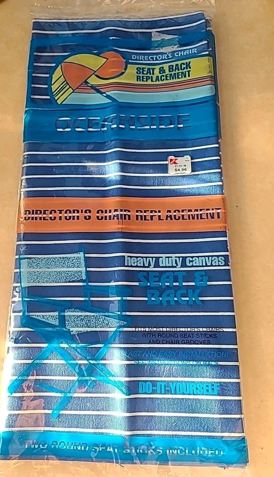 Asiento y respaldo de silla de director de repuesto de lona de alta resistencia azul Oceanside Kmart Foto 1 de 4