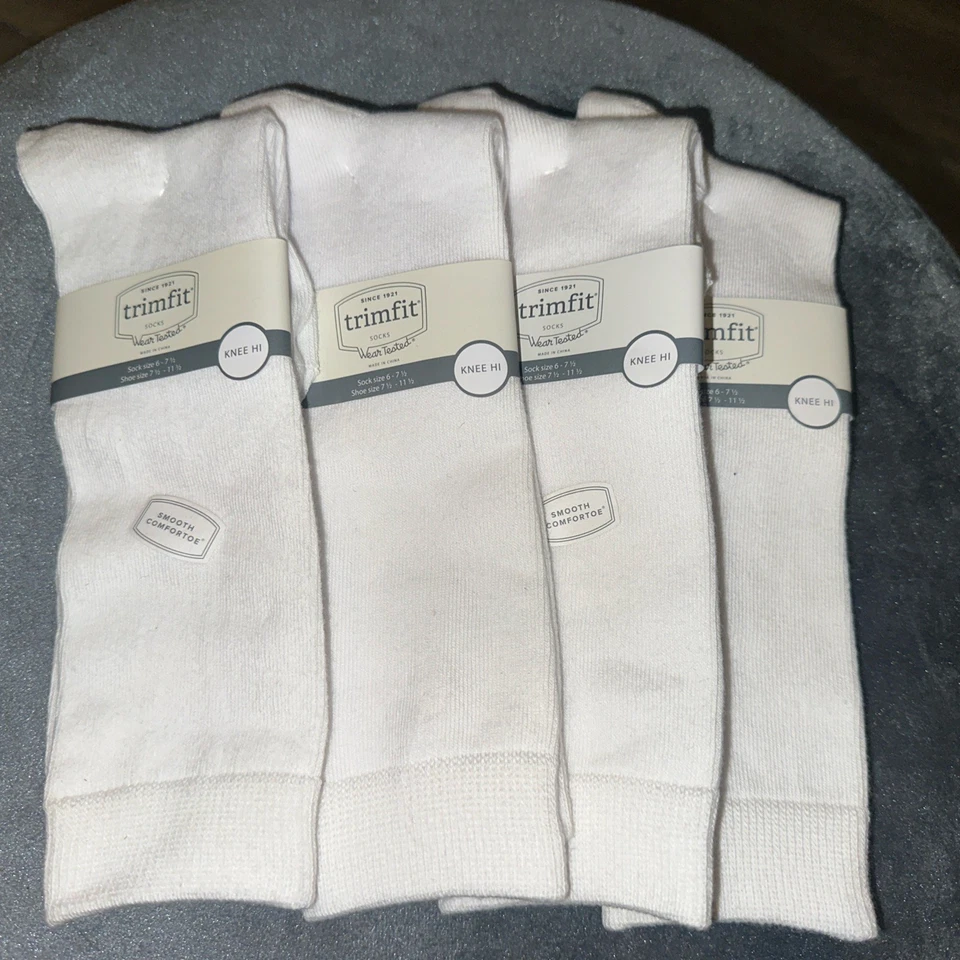 Calcetines TRIM FIT blancos hasta la rodilla 6-7 1/2 NUEVOS $6 GR8 RELLENO DE MEDIAS Foto 1 de 1