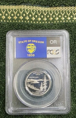 Oregon 2005-S Silver Proof Statehood (50 estados) cuarto, graduado PCGS PR69DCAM! Foto 1 de 2