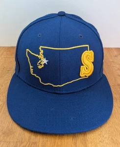 Cappello berretto Seattle Mariners New Era aderente 7 1/2 logo retrò contorno stato 100% lana - Foto 1 di 10