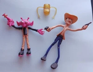 Figura de pose de juguete Hong Kong BENDY RUBBER ALIEN & COWBOY de colección años 70 + Oily Jiggler - Imagen 1 de 8
