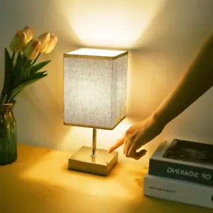 2x Bedside Touch Lamps Modern Table Desk Light gold Base Home Decor - Picture 1 of 12