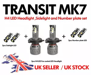 Fits Ford Transit Mk6 Mk7 4000lm H4 Headlight Sidelight Number plate LED kit - Picture 1 of 8