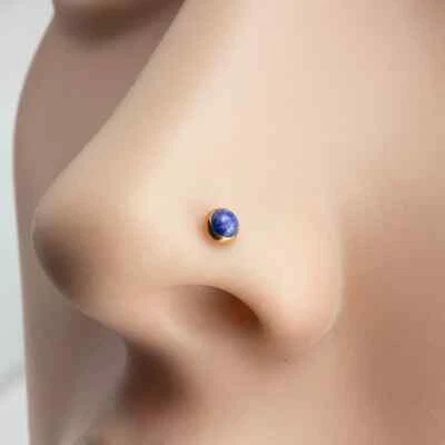 Piercing de perno de hélice de clavo con tornillo de fosa nasal relleno de oro de 14K de piedra de 3 mm Foto 1 de 4