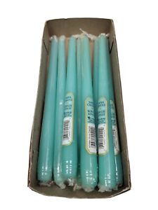 Vintage 8 Candle-Lite Taper Candles Wax 10” Aqua Blue Bougie New RARE USA Made