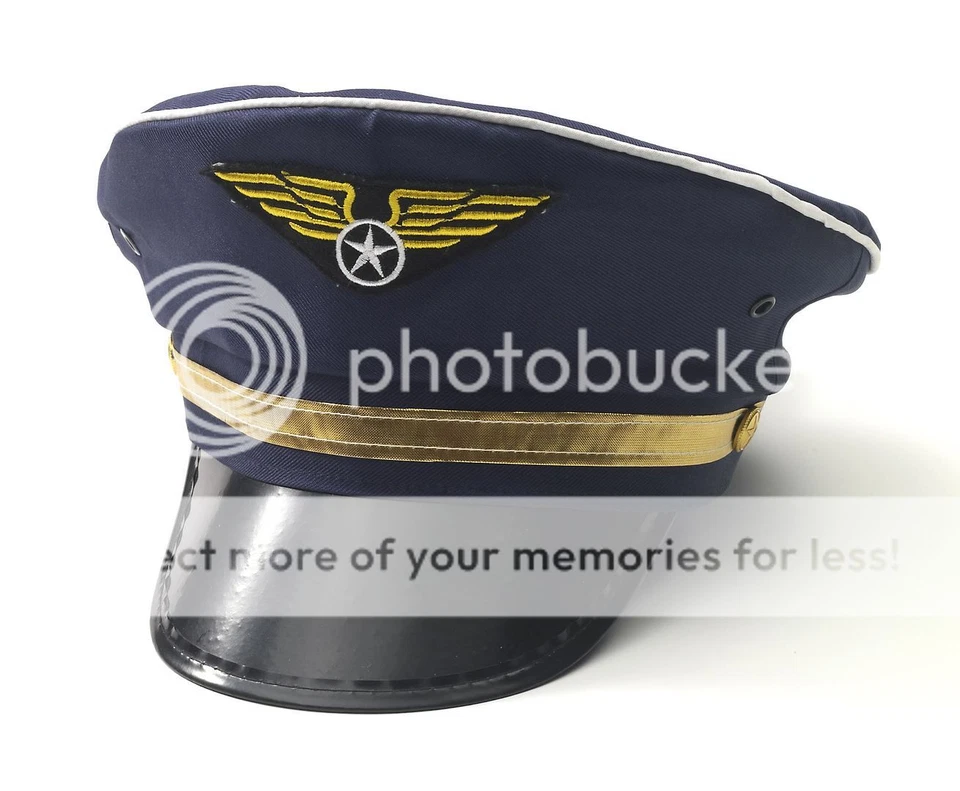 Mens Adult Pilot Officer  AIRFORCE CAPTAIN HAT Costume Accessory - Image 1 of 1