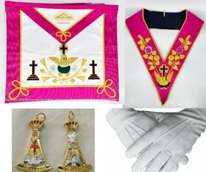 Scottish Constitution Rose Croix 18th Degree Lambskin Embroidery Full Set New - Picture 1 of 7