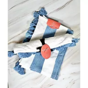 Opalhouse Cotton Table Runner And 4 Placemats Preppy Blue and White Striped - Picture 1 of 8