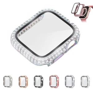 For Apple Watch Series 6 5 4 SE 3 2 Diamond Case Tempered Glass Screen Protector - Picture 1 of 18