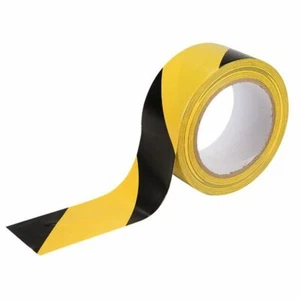 Hazard Warning Tape 50mm x 10m Black and Yellow Pvc Roll Safety Caution Adhesive - Picture 1 of 1