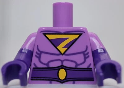 Lego Torso Wonder Twin Zan Brazos Púrpura Oscuro Mediano Lavanda Mangas Cortas Foto 1 de 2
