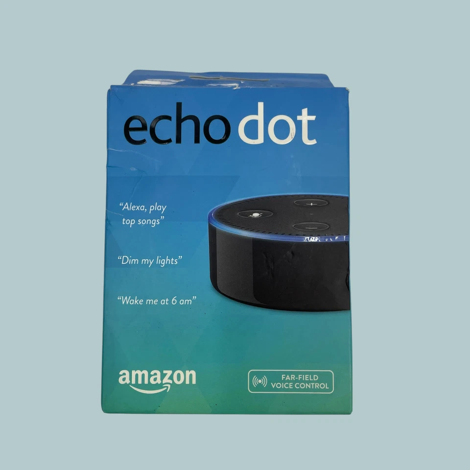 全新亚马逊 Echo Dot 第 2 代 RS03QR 带 Alexa 语音媒体设备 黑色 (AD) — 第 1/4 张图片