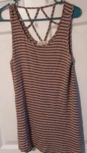 Pink Rose Womens Pink Sleeveless Stripe Blouse M - Picture 1 of 8