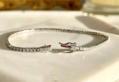 5 Ct Round Cut Lab-Created Diamond Women's Tennis Bracelet 14K White Gold Plated - Image 1 of 4