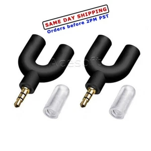 2x 3.5mm Double Plug Adapter To Headphone Audio Output Share Earphone Splitter - Picture 1 of 1
