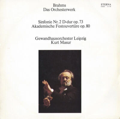 BRAHMS Symphony 2, Academic Overture MASUR Leipzig GH Eterna 827188 LP GD1 Black - Image 1 of 3