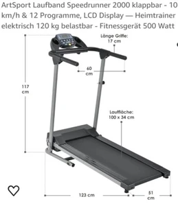 Laufband Speedrunner 2000, 5xbenutzt mit Zubehör, bis 10 km/h, 12 Programme - Bild 1 von 13