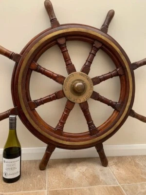 Vintage Ships Wheel off the "ARGUS" 36" Mactaggart Scott, light hub yacht boat - Image 1 of 4