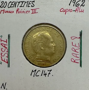 MONACO - 20 CENTIMES 1962 (Rainier III) Monnaie en Cupro-Alu // ESSAI - Picture 1 of 2
