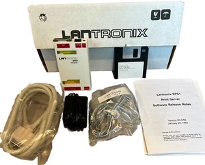 NEW Lantronix EPS1 Print Server with Original Box, Manual, Adaptors And Disk - Picture 1 of 18