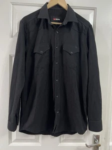 DIESEL S-East-Long- Mens Shirt M Western RRP€175 Spread Neck Black - Picture 1 of 7