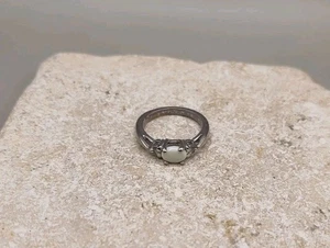 Vintage Signed Avon Sterling White Opal And Cubic Zirconia Ring 4.5-5 - Picture 1 of 16