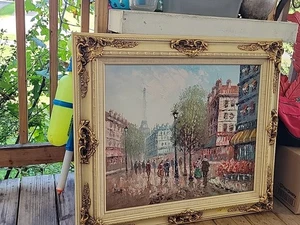 CAROLINE BURNETT IMPASTO LEBENDIGES ÖLGEMÄLDE IM GROSSEN GALERIERAHMEN - Bild 1 von 7