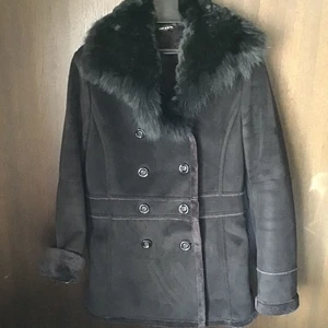 Abrigo de piel de conejo de zorro COMMECADUMODE negro para mujer talla 11 chaqueta corta usado - Imagen 1 de 24