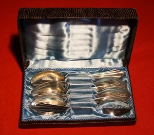 6 WMF Kaffee Löffel,90 Silberauflage Länge 14 cm, Fächerdesign im Etui - Imagen 1 de 1