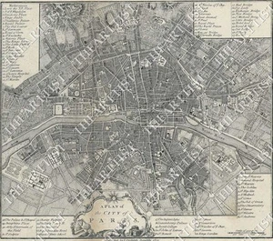 HUGE VINTAGE historic A PLAN OF THE CITY PARIS FRANCE 1800 OLD STYLE STREET MAP - Picture 1 of 1