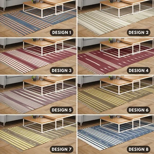 Handwoven Cotton Striped 4x6 Ft Living Room Area Rug Reversible Wall Tapestry - Picture 1 of 73