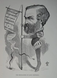 Original 1873 Antique Print Cartoon Portrait Harrison Ainsworth Novelist F Waddy - Picture 1 of 2