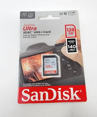 SanDisk 128GB Ultra SDXC UHS-I Memory Card Up to 140MB/s C10 U1 Full HD SD Card - Image 1 of 3