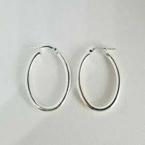 Pendientes criollos ovalados de aro liso de plata esterlina 3,3 g NUEVOS regalo de Navidad mamá esposa 925 - Imagen 1 de 11