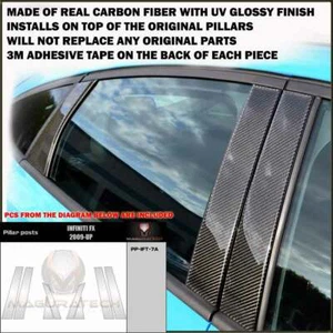 SE ADAPTA A INFINITI FX / QX70 2009-19 REAL NEGRO FIBRA DE CARBONO VENTANA PILAR POSTE 8 PIEZAS - Imagen 1 de 1