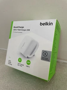 Belkin USB-C Wall Charger Fast 20W Plug for Apple iPhone 15 Pro 15 Pro Max 15 - Picture 1 of 8