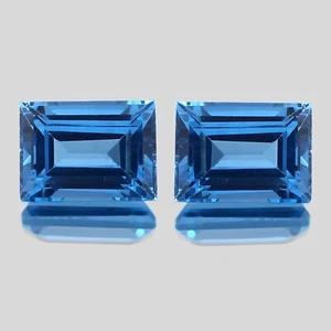 Natural Flawless Ceylon Blue Spinel Emerald Cut Loose Matched Pair Gemstone8x6MM - Picture 1 of 4