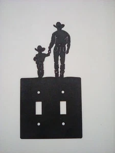 Double Switch Plate Cover Cowboy Son Metal Farm Cabin Ranch Lodge Rustic New - Picture 1 of 7