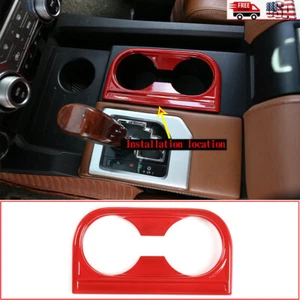 Red Interior Car Water Cup Holder Trim Frame Trim Fits Toyot@ Tundra 14-21 US - Picture 1 of 10
