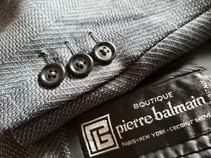 54 44L Pierre Balmain ITALY Blue black Wool Tweed Blazer Sport Jacket Coat - Picture 1 of 7
