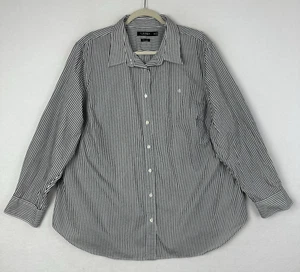 Camicia donna Lauren Ralph Lauren nera bianca a righe con bottoni taglia 3X - Foto 1 di 13