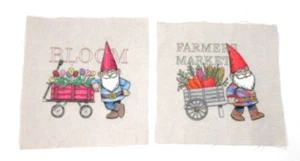 Gnome Finished Machine Embroidery Panels • 9x9" Bloom Farmer's Market Gonk Craft - Picture 1 of 9