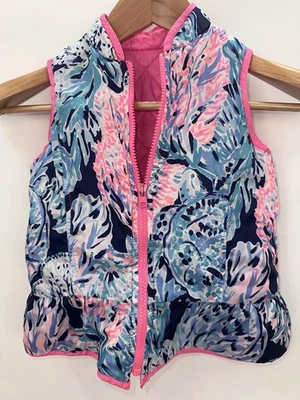 Chaleco acolchado reversible rosa Lilly Pulitzer Melanie Prosecco niñas pequeño 4/5 Foto 1 de 4