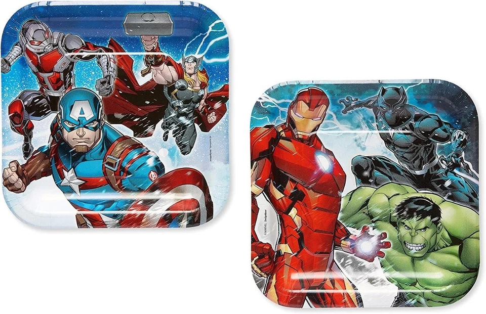 Platos de postre épicos Avengers Marvel suministros de fiesta de cumpleaños Hulk Iron Man 8 quilates Foto 1 de 1