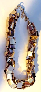 Zara Cube Geometric Choker Necklace Gold Tone 15" - Picture 1 of 2
