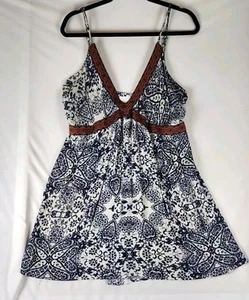 Shyanne blau weiß orange Paisley Blumen Western Tunika Minikleid Gr. Lrg Cowgirl - Bild 1 von 14