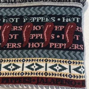 Vintage Southwest Aztec Red Hot Chili Peppers Jalapeno 50x70" Fransen Überwurf Decke - Bild 1 von 15