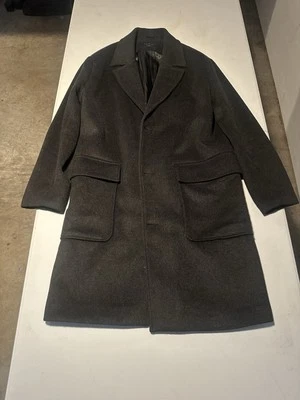 Abercrombie and Fitch Dark Grey Wool Overcoat - Men Medium - Image 1 of 4