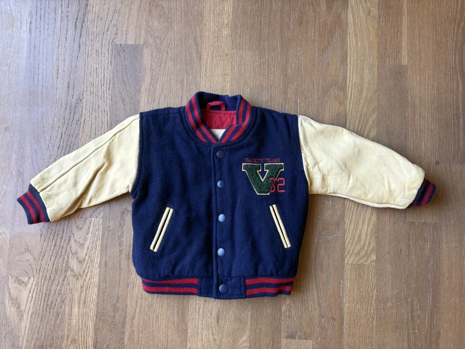 Rare Vintage GAP Kids Wool / Leather Varsity Team Letterman Jacket  Baby Jacket - Image 1 of 4